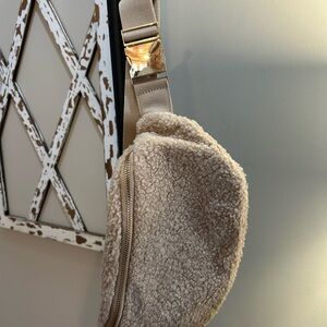 Cozy Tan Sherpa Crossbody Bag